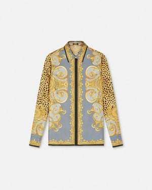 Versace Cheetah Foulard Silk Shirt - Metallic