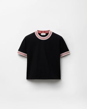 Versace Jacquard Stretch Cotton-Jersey T-Shirt - Black