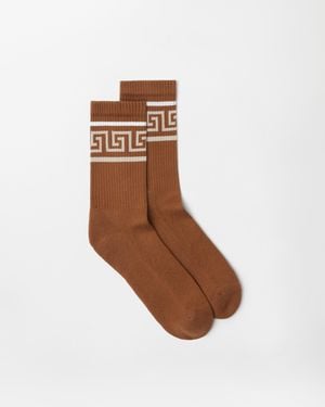 Versace Cotton Ribbed Socks - Brown