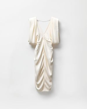 Versace Crêpe Marocaine Silk Midi Dress - Natural