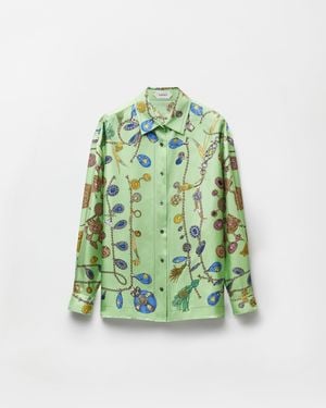 Versace Chemise En Sergé De Soie Imprimée - Vert