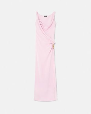 Versace Embellished Draped Wrap-Effect Silk-Cady Gown - Pink