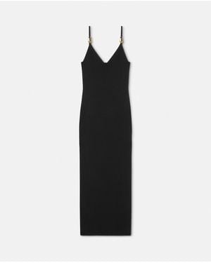 Versace Robe Nuisette Mi-longue En Maille Safety Pin - Black