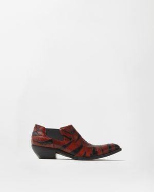 Versace Tigre Python-Effect Leather Texan Boots - Brown