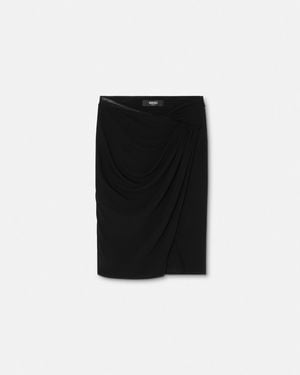 Versace Falda Midi Drapeada - Negro