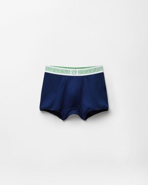 Versace Bóxers De Algodón Acanalado - Azul
