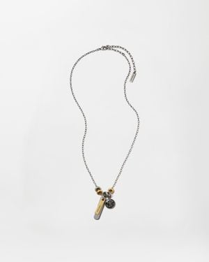 Versace Logo Tag Necklace - White