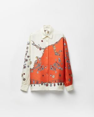 Versace Printed Silk Twill Shirt - Red
