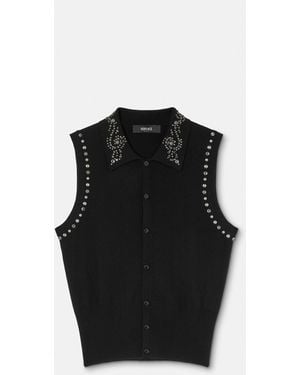 Versace Verzierte Strickweste Aus Kaschmirmischung - Schwarz