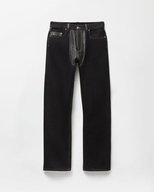 Versace Vaqueros Rectos De Tela Vaquera Y Piel - Negro