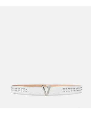 Versace Ceinture En Cuir À Ornement V 3 Cm - Neutre