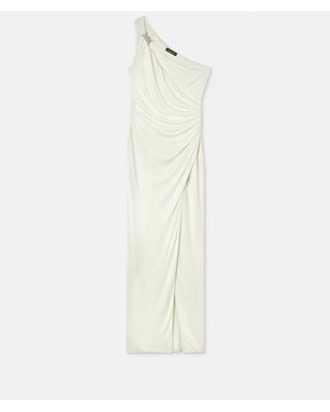 Versace Viscose-Jersey Draped Gown - White