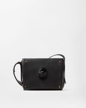 Versace Lou Small Leather Messenger Bag - Black