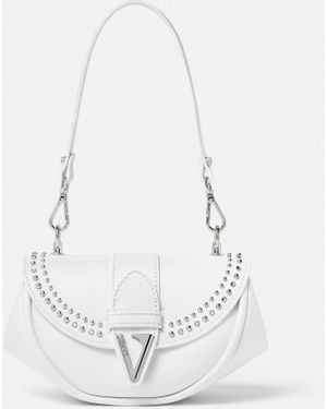Versace Virtus Embellished Small Shoulder Bag - White