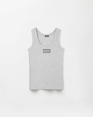 Versace Fitted Spaghetti Strap Top - Gray