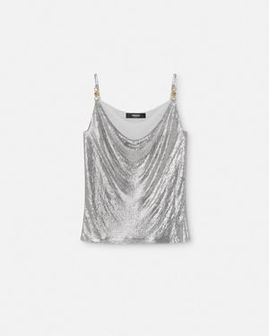 Versace Top Camisón De Malla Metálica - Gris