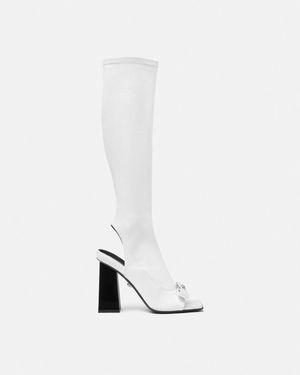 Versace Gianni Ribbon Botas Hasta La Rodilla 105 Mm - Blanco