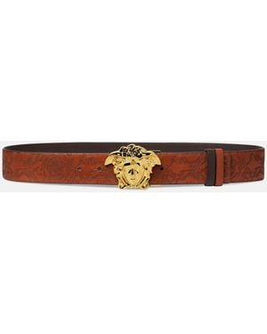 Versace La Medusa Leather Reversible Belt 1.6" - White