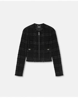 Versace Tweed Cotton Zipped Jacket - Black