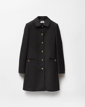 Versace Natté Wool Coat - Black