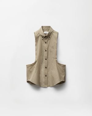Versace Micro-Check Cotton-Poplin Sleeveless Shirt - White