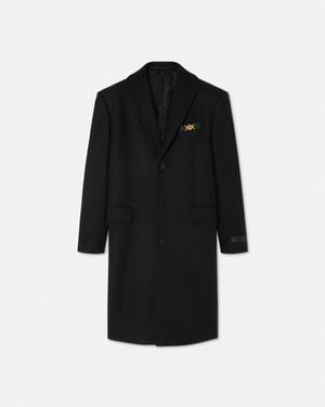 Versace Wool Single-Breasted Coat - Black