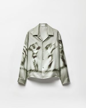 Versace Printed Silk Twill Slim Shirt - Grey