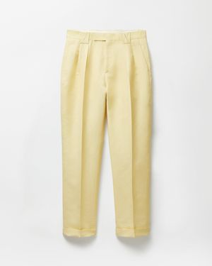 Versace Wool-Linen Formal Trousers - Yellow