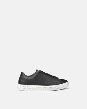 Versace Greca Leather Trainers - Black
