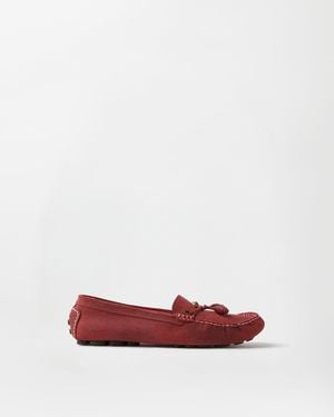 Versace Robin Suede Driver Shoes - White