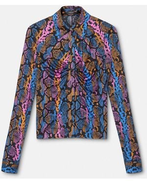 Versace Python-Print Shirt - Blue