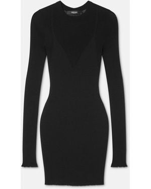 Versace Merino Wool Fitted Knit Mini Dress - Black