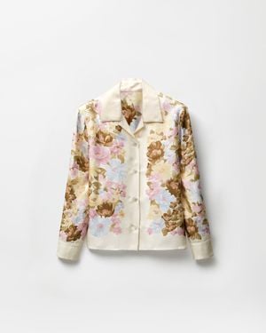 Versace Printed Silk Twill Shirt - Natural