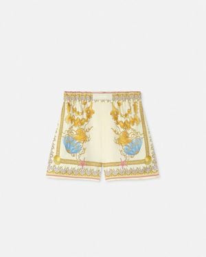 Versace Underwater Barocco Silk Shorts - Metallic