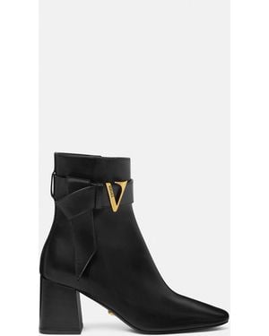 Versace V Leather Boots 70 Mm - Black