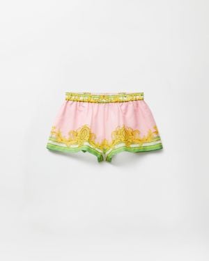 Versace Printed Cotton & Silk Voile Cover-Up Shorts - Multicolour