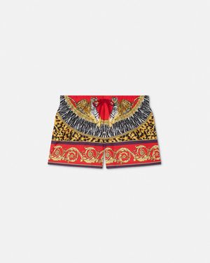 Versace Short De Bain Wild Cats - Blanc