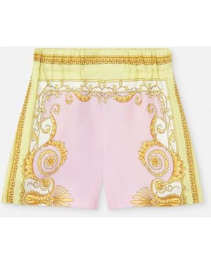 Versace Printed Silk Twill Shorts - White
