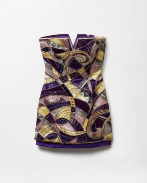 Versace Besticktes Minikleid Aus Seidensatin - Mehrfarbig