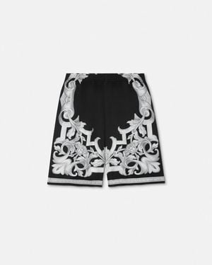Versace Silk Shorts With "Architectural Baroque" Print - Black
