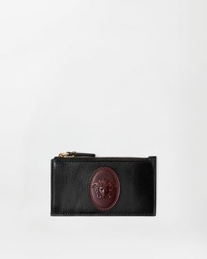 Versace Roomy Leather Zip Card Holder - White