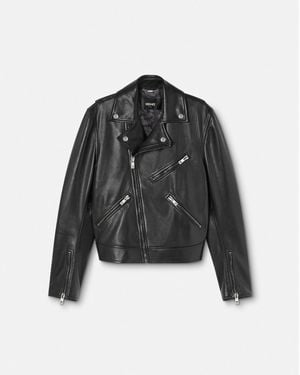 Versace Veste De Moto En Cuir - Noir