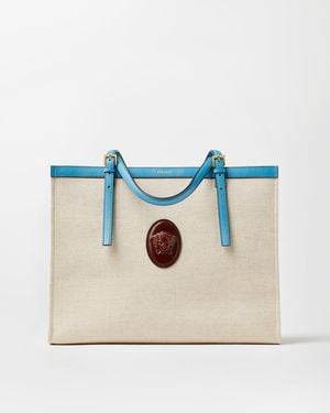 Versace Große Rivière Tote Bag Aus Canvas - Blau