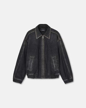 Versace Embellished Denim Blouson - Black