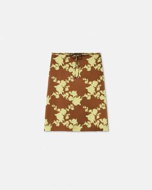 Versace Wild Roses Satin Midi Skirt - Natural