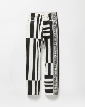 Versace Printed Straight Leg Jeans - White