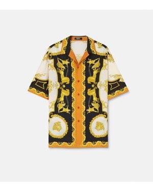 Versace Printed Silk Twill Regular Shirt - Metallic