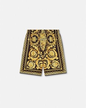 Versace Printed Silk Twill Shorts - Metallic