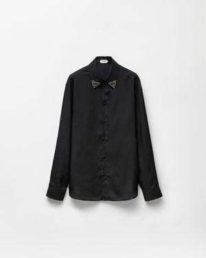 Versace Camisa Regular De Popelina De Seda - Negro