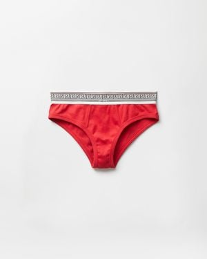 Versace Ribbed Cotton-Jersey Briefs - Red
